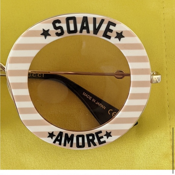Gucci Women's Soave Amore Striped Round Acetate Sunglasses - Brand New with case - Picture 13 of 16
